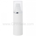 Airless Bottle, Natural Cap with Shiny Silver Band, White Pump, White Body, 30 mL